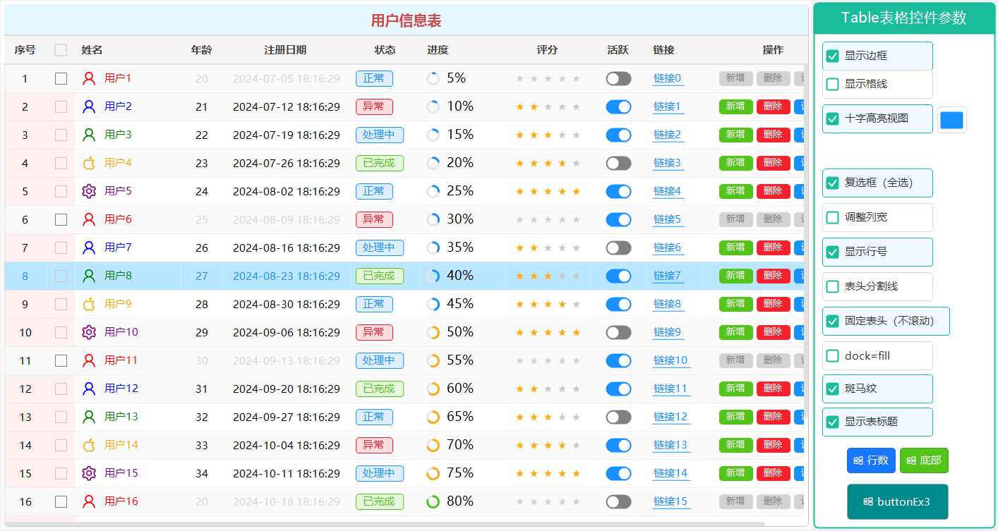 【WinForm UI控件系列】表格Table控件，支持多种